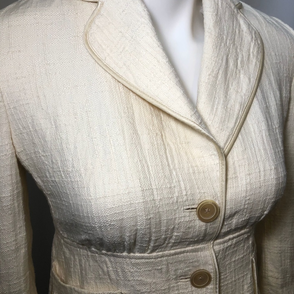 BANANA REPUBLIC Ivory Cotton Linen Blazer Size XS